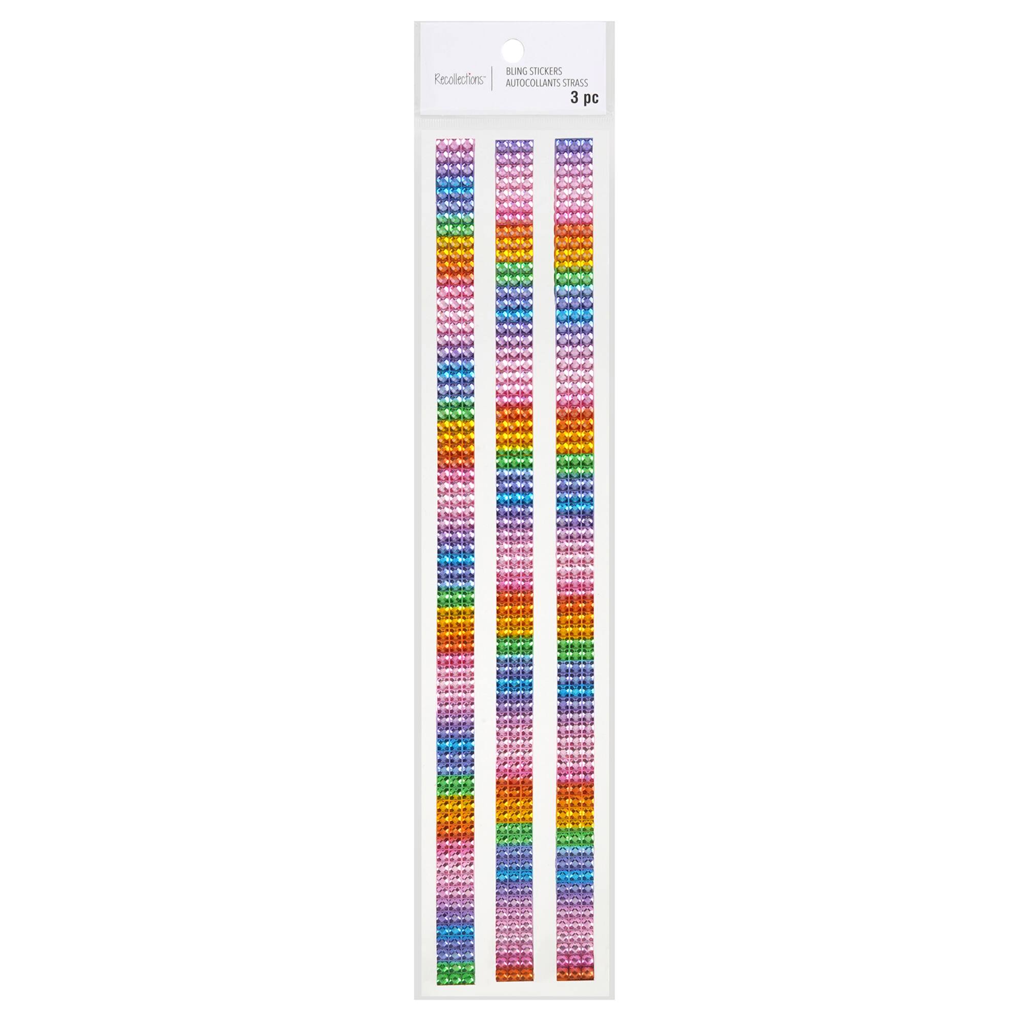 12 Packs: 3 ct. (36 total) Rainbow Border Bling Stickers by Recollections™
